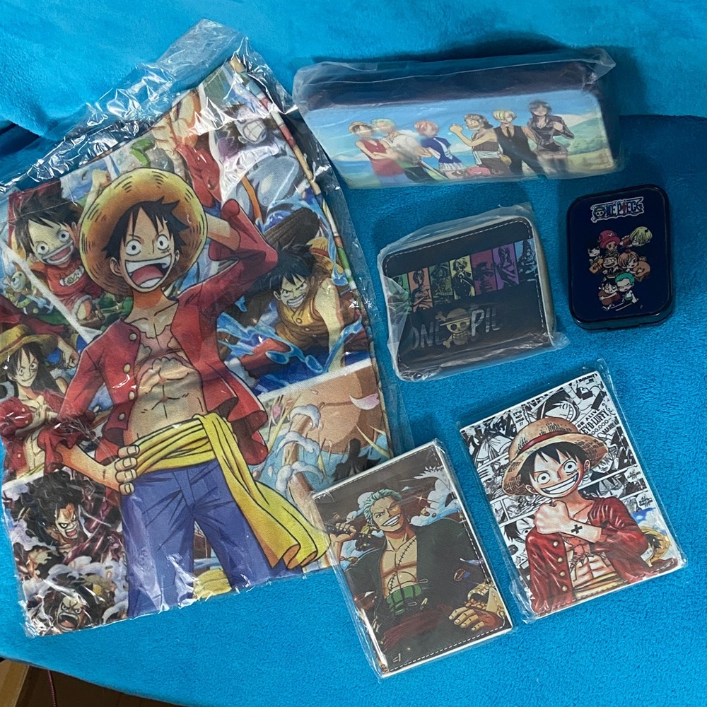 One Piece Luffy Graphic Tote and Merchandise Bundle